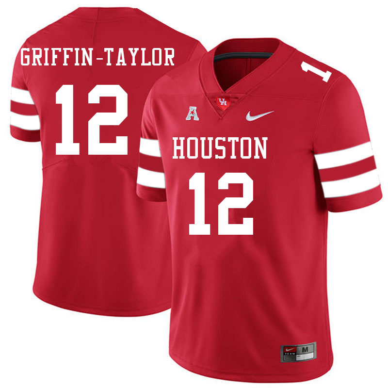 Men #12 Demarcus Griffin-Taylor Houston Cougars College Football Jerseys Sale-Red